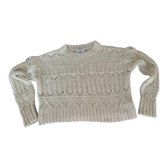 Old‎ Navy Textured Fringe Cropped Pullover Sweater Long Sleeve - Picture 8 of 12